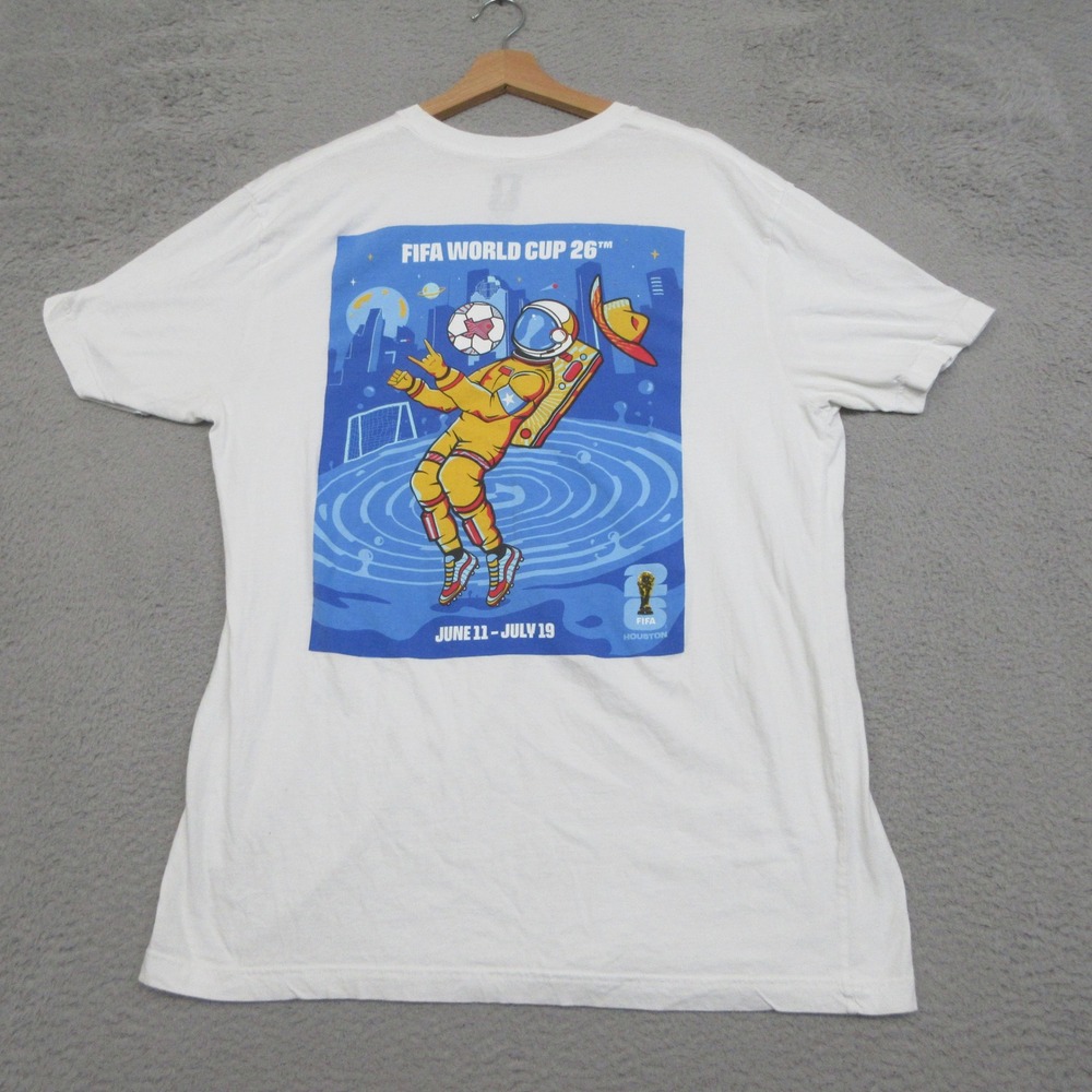 FIFA World Cup 2026 Houston T Shirt Mens XL White Astronaut Graphic Streetwear